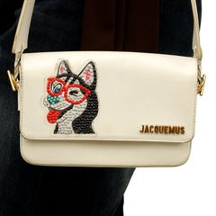 JACQUEMUS HUSKY PRINT FLAP HANDBAG