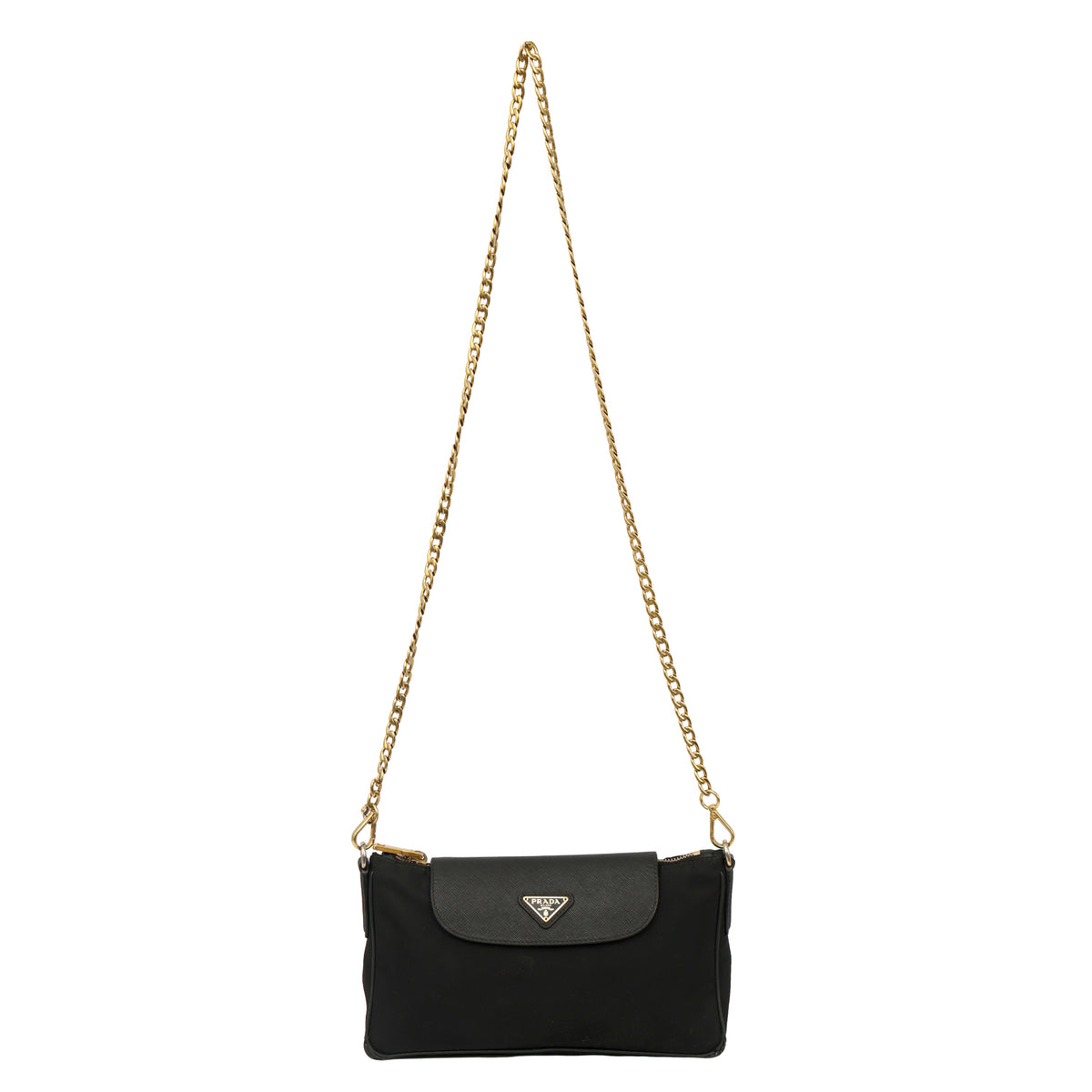 PRADA TESSUTO SAFFIANO FLAP CHAIN CROSSBODY BAG