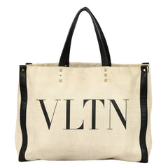 VALENTINO GARAVANI VLTN LOGO CANVAS SHOPPING TOTE