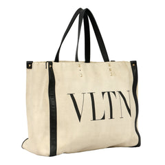 VALENTINO GARAVANI VLTN LOGO CANVAS SHOPPING TOTE