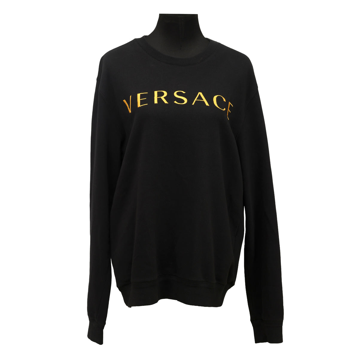 VERSACE SIZE-XL GOLD LOGO EMBROIDERED LONG SLEEVES SWEATSHIRT
