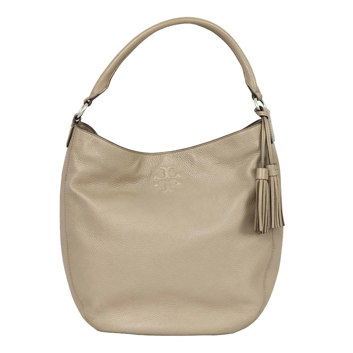 TORY BURCH GREY LEATHER THEA HOBO 