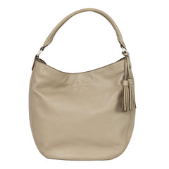 TORY BURCH GREY LEATHER THEA HOBO 