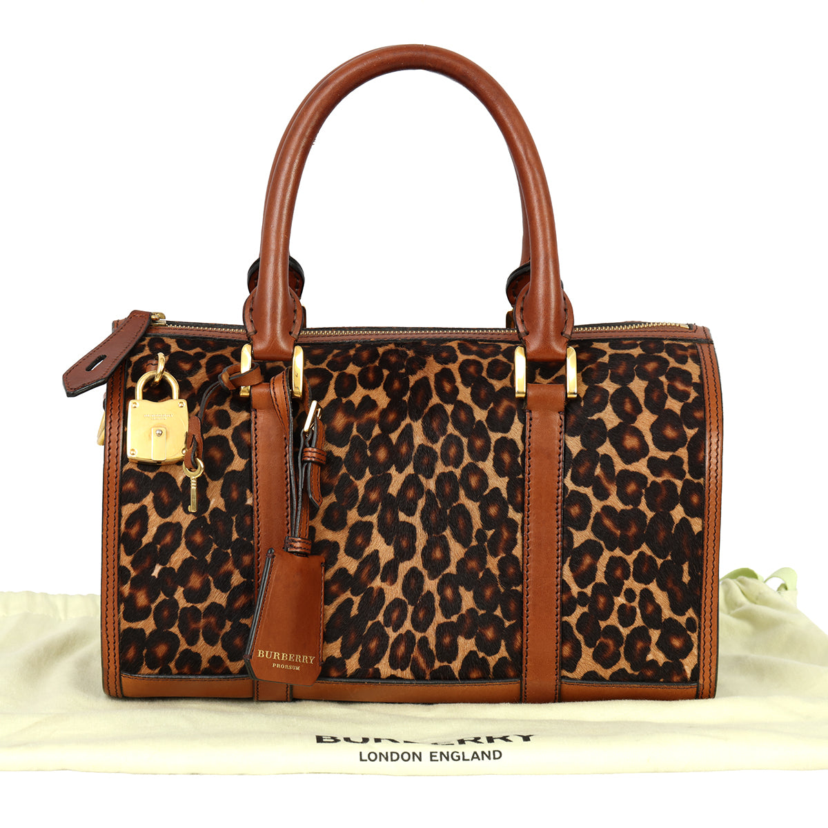 BURBERRYLEOPARD POY HAIR HOUSE CHECK  BOSTON BAGS 
