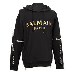 BALMAIN SIZE-S BLACK LOGO HOODIE 
