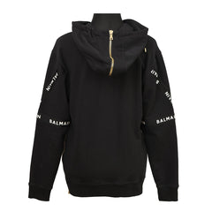 BALMAIN SIZE-S BLACK LOGO HOODIE 