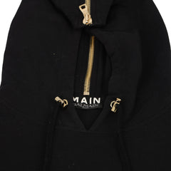 BALMAIN SIZE-S BLACK LOGO HOODIE 