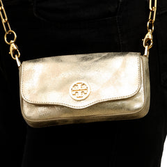 Tory Burch Metallic Gold Chain Clutch