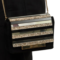 Jimmy Choo Cleo Suede & Glitter Sling Bag