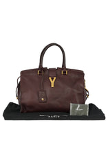 Yves Saint Laurent Burgundy Leather Cabas Y Ligne Tote