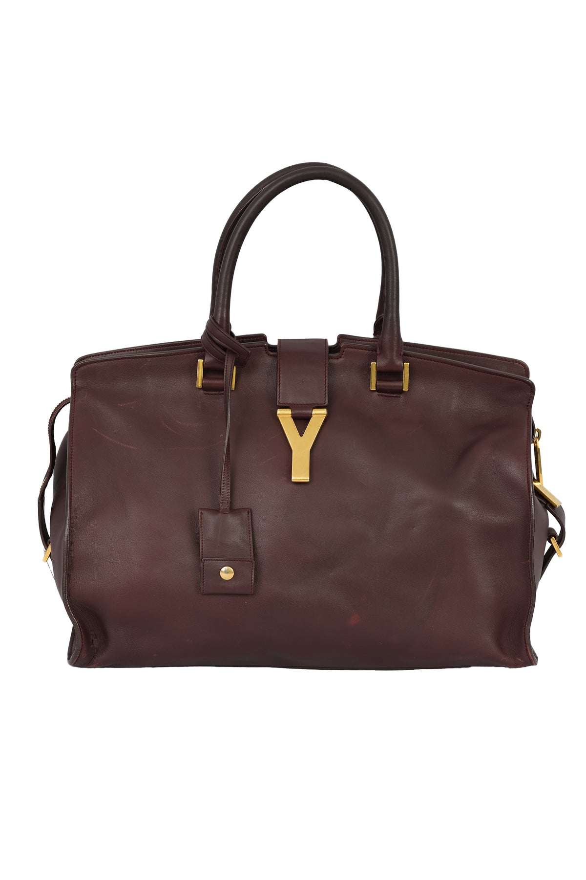Yves Saint Laurent Burgundy Leather Cabas Y Ligne Tote