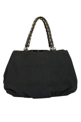 Fendi Black Textured Fabric Mia Shoulder Bag