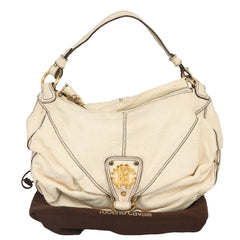 Roberto Cavalli Ruched Leather RC Crest Hobo Bag
