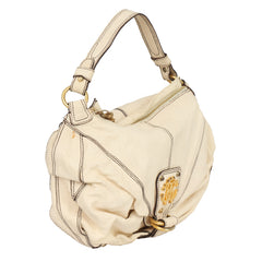 Roberto Cavalli Ruched Leather RC Crest Hobo Bag