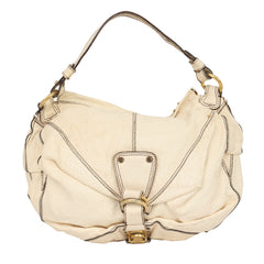 Roberto Cavalli Ruched Leather RC Crest Hobo Bag