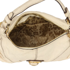 Roberto Cavalli Ruched Leather RC Crest Hobo Bag