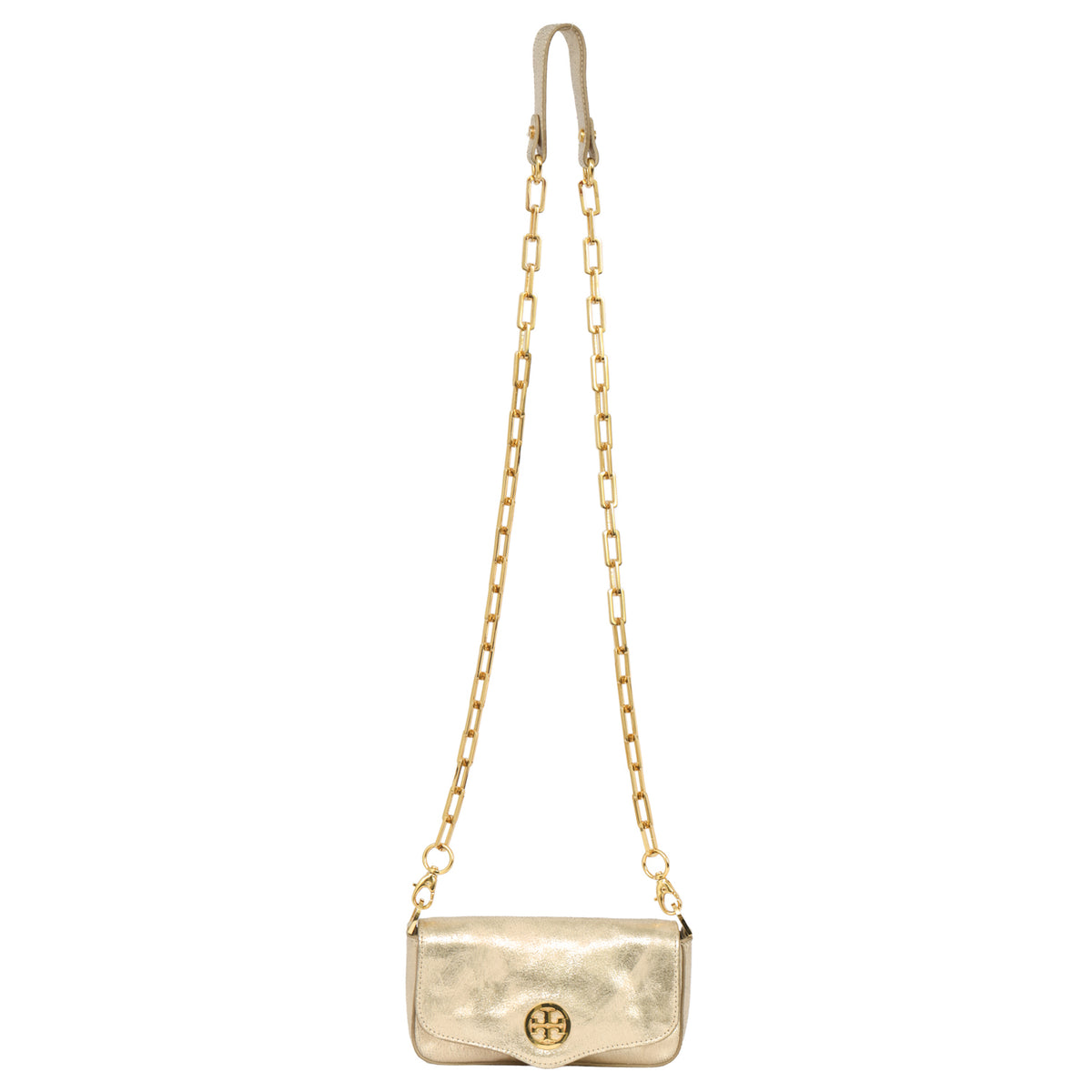 Tory Burch Metallic Gold Chain Clutch