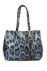 Roberto Cavalli Blue Leopard Print Handbag