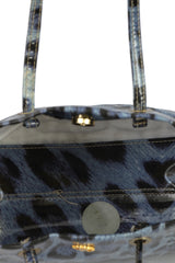 Roberto Cavalli Blue Leopard Print Handbag