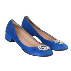 Gucci Size: EU 42 Interlocking G Crystal Satin Pumps