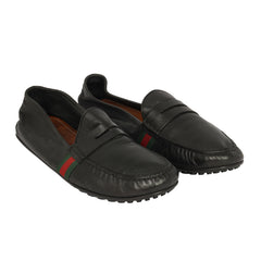 Gucci Size: EU 44 Web Trimmed Leather Driving Loafers