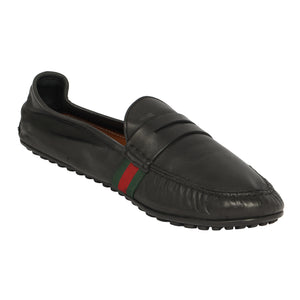 Gucci Size: EU 44 Web Trimmed Leather Driving Loafers