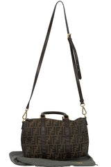 Fendi Medium Brown Zucca Canvas Boston Bag