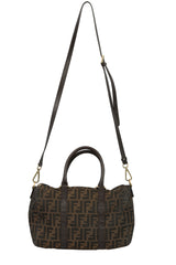 Fendi Medium Brown Zucca Canvas Boston Bag