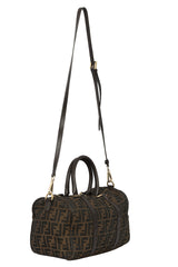 Fendi Medium Brown Zucca Canvas Boston Bag
