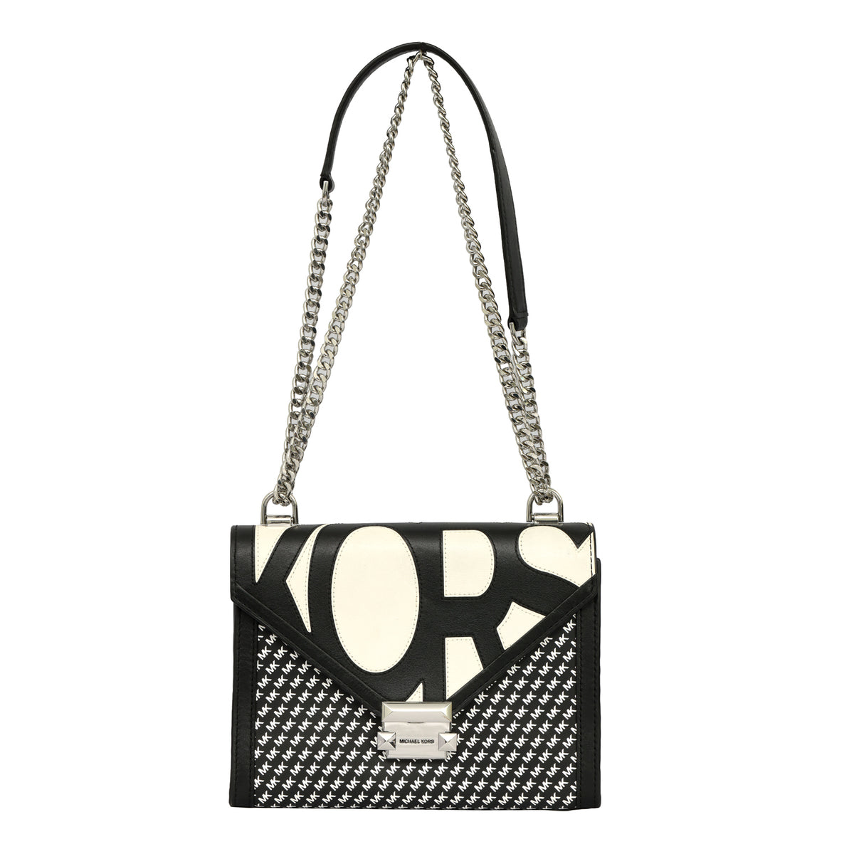MICHAEL KORS WHITNEY GRAPHIC LOGO CONVERTIBLE SHOULDER BAG