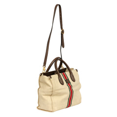 GUCCI CANVAS CALFSKIN WEB RETRO INTERLOCKING G TOTE BAG