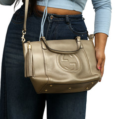 GUCCI PEBBLED CALFSKIN SOHO TOP HANDLE BAG