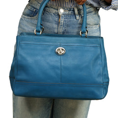 COACH PARK PEBBLED BLUE LEATHER CARRYALL