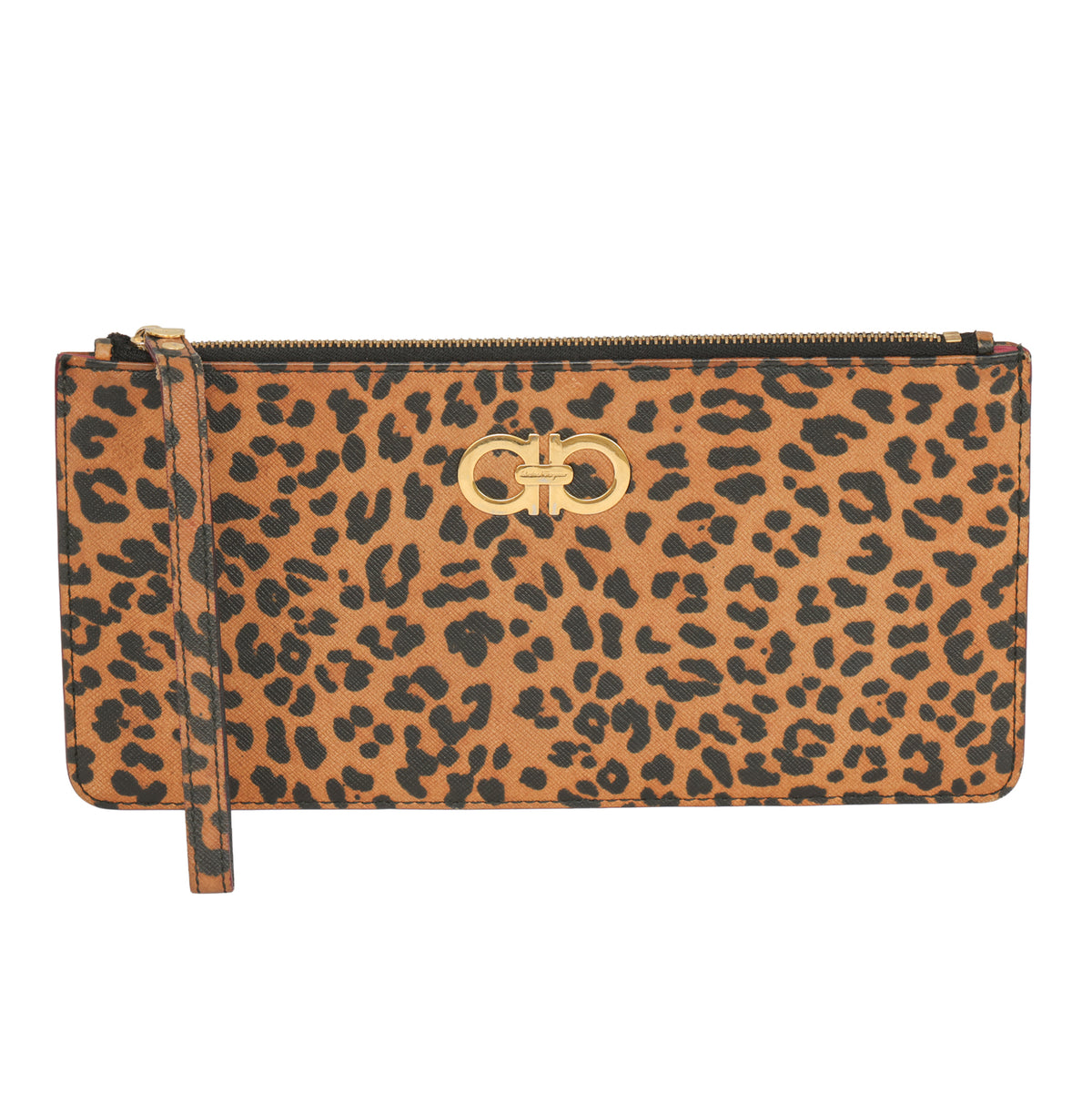 SALVATORE FERRAGAMO ANIMAL PRINT SAFFIANO POUCH