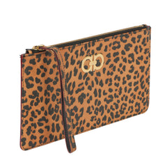 SALVATORE FERRAGAMO ANIMAL PRINT SAFFIANO POUCH