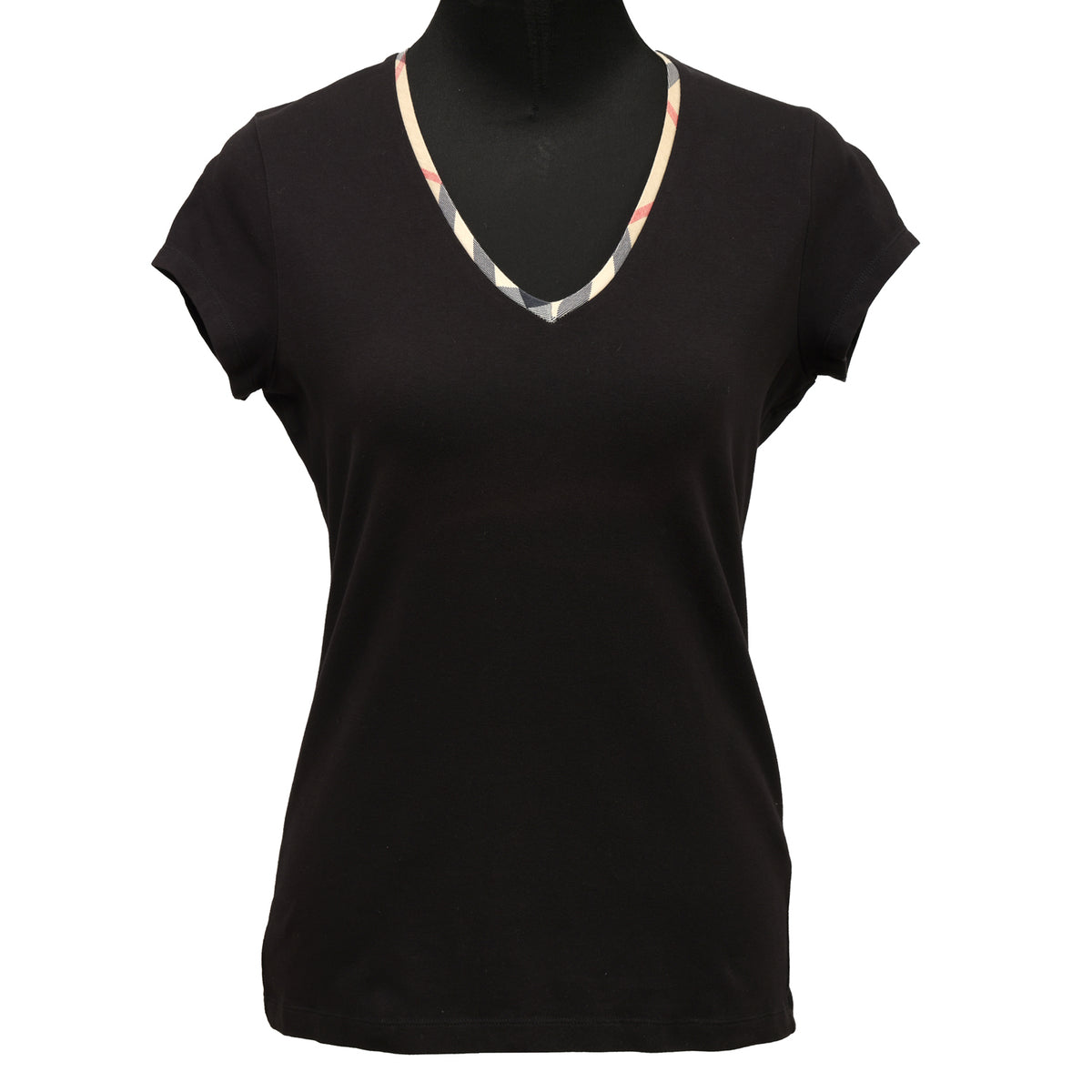 Burberry Size: L V-Neck Black T Shirt