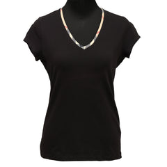 Burberry Size: L V-Neck Black T Shirt