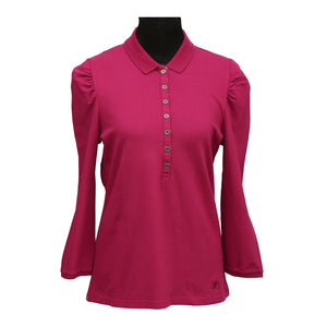 Burberry Size: L Pink Long Sleeves Polo T Shirt