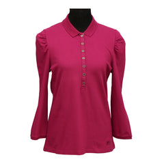 Burberry Size: L Pink Long Sleeves Polo T Shirt
