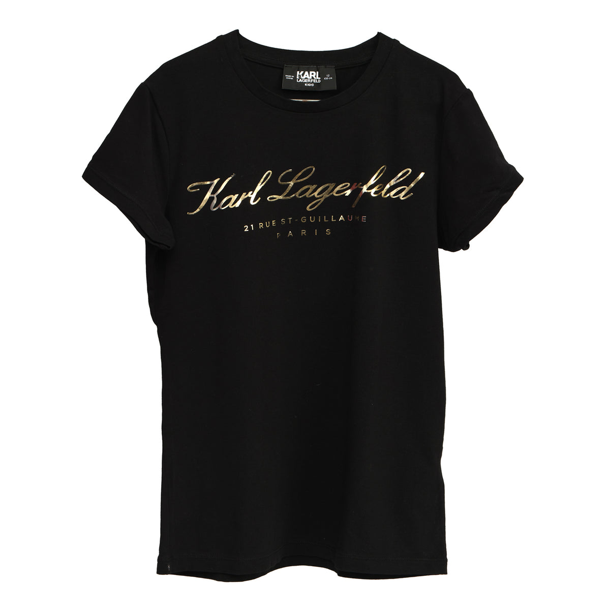 Karl Legarfeld Kids Size: 8-10 YEARS Metallic Signature Logo T-Shirt