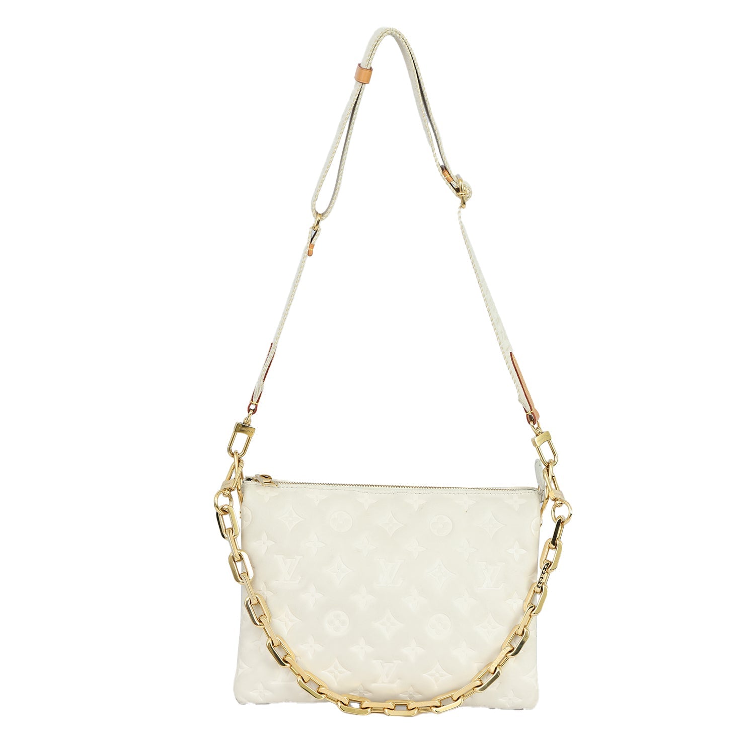 LOUIS VUITTON WHITE COUSSIN PM HANDBAG 