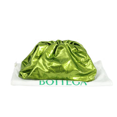 BOTTEGA VENETA GREEN METALLIC TEEN POUCH CLUTCH 