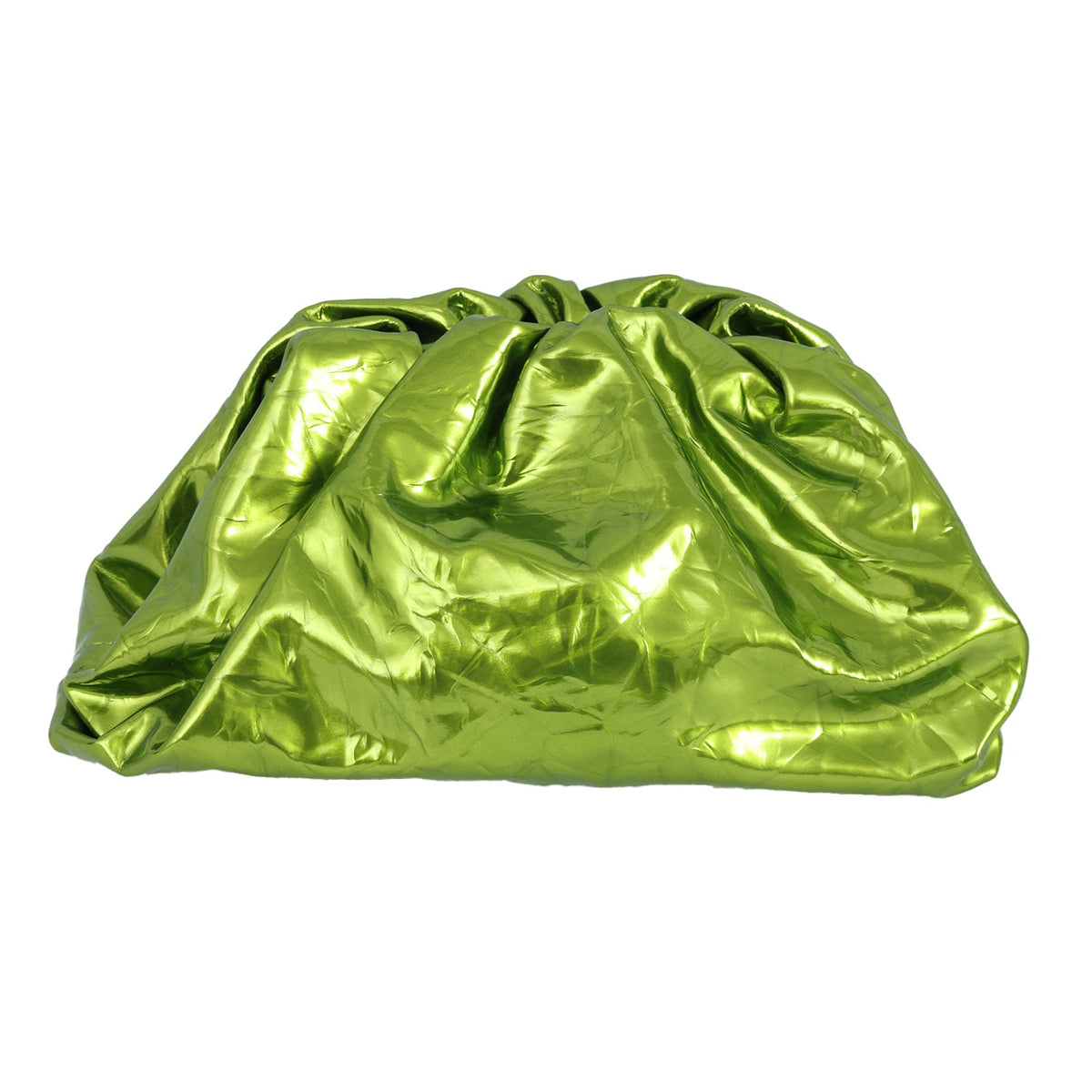 BOTTEGA VENETA GREEN METALLIC TEEN POUCH CLUTCH 