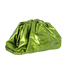 BOTTEGA VENETA GREEN METALLIC TEEN POUCH CLUTCH 