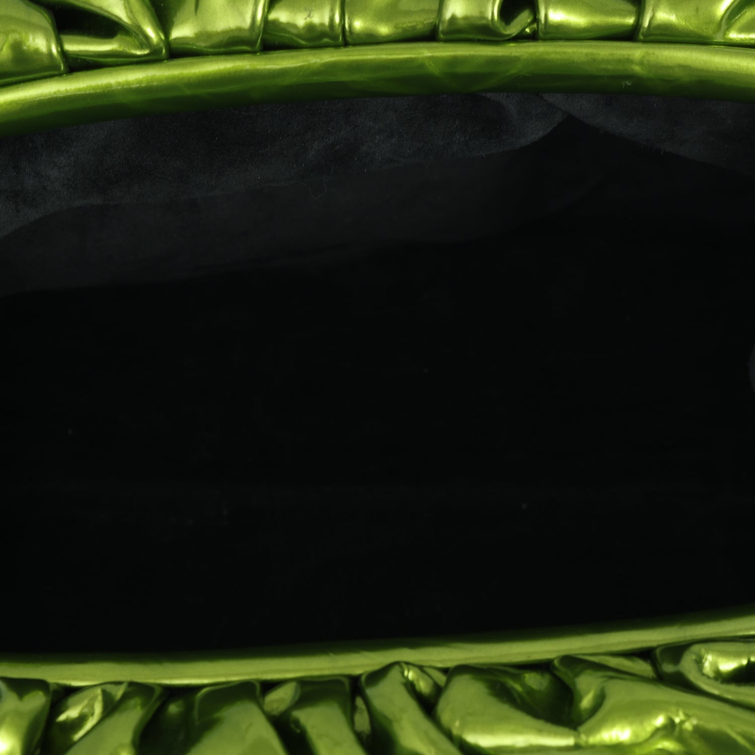 BOTTEGA VENETA GREEN METALLIC TEEN POUCH CLUTCH 