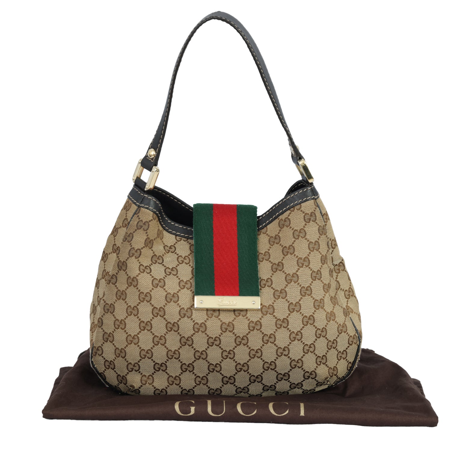 GUCCI GG CANVAS NEW WEB HOBO BAG 