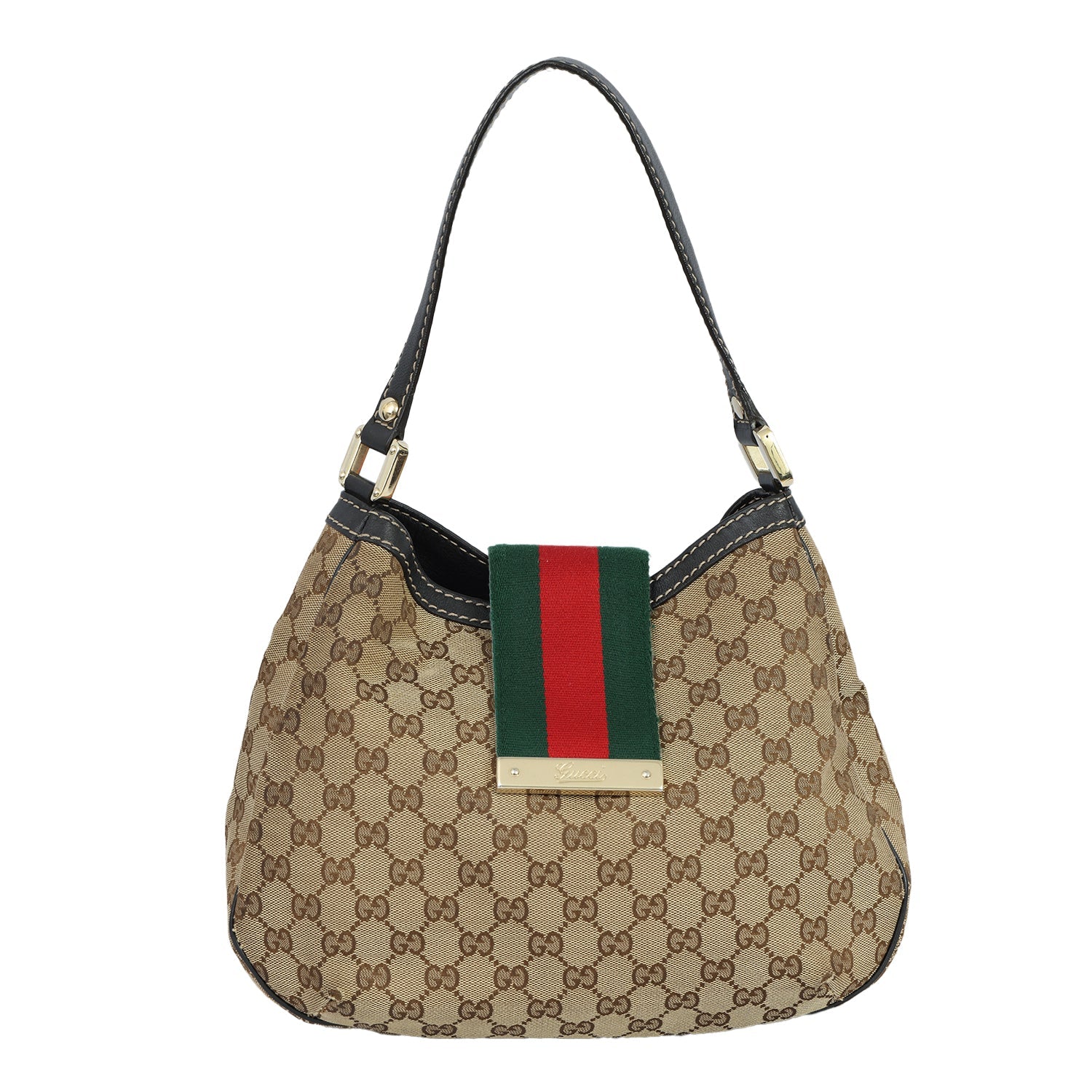 GUCCI GG CANVAS NEW WEB HOBO BAG 