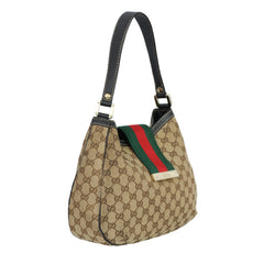 GUCCI GG CANVAS NEW WEB HOBO BAG 