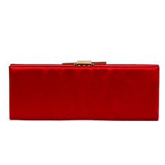 SALVATORE FERRAGAMO GANCINI RED SATIN CLUTCH