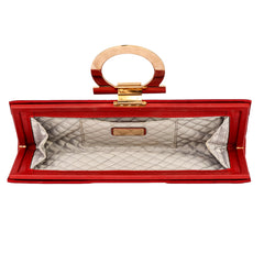 SALVATORE FERRAGAMO GANCINI RED SATIN CLUTCH